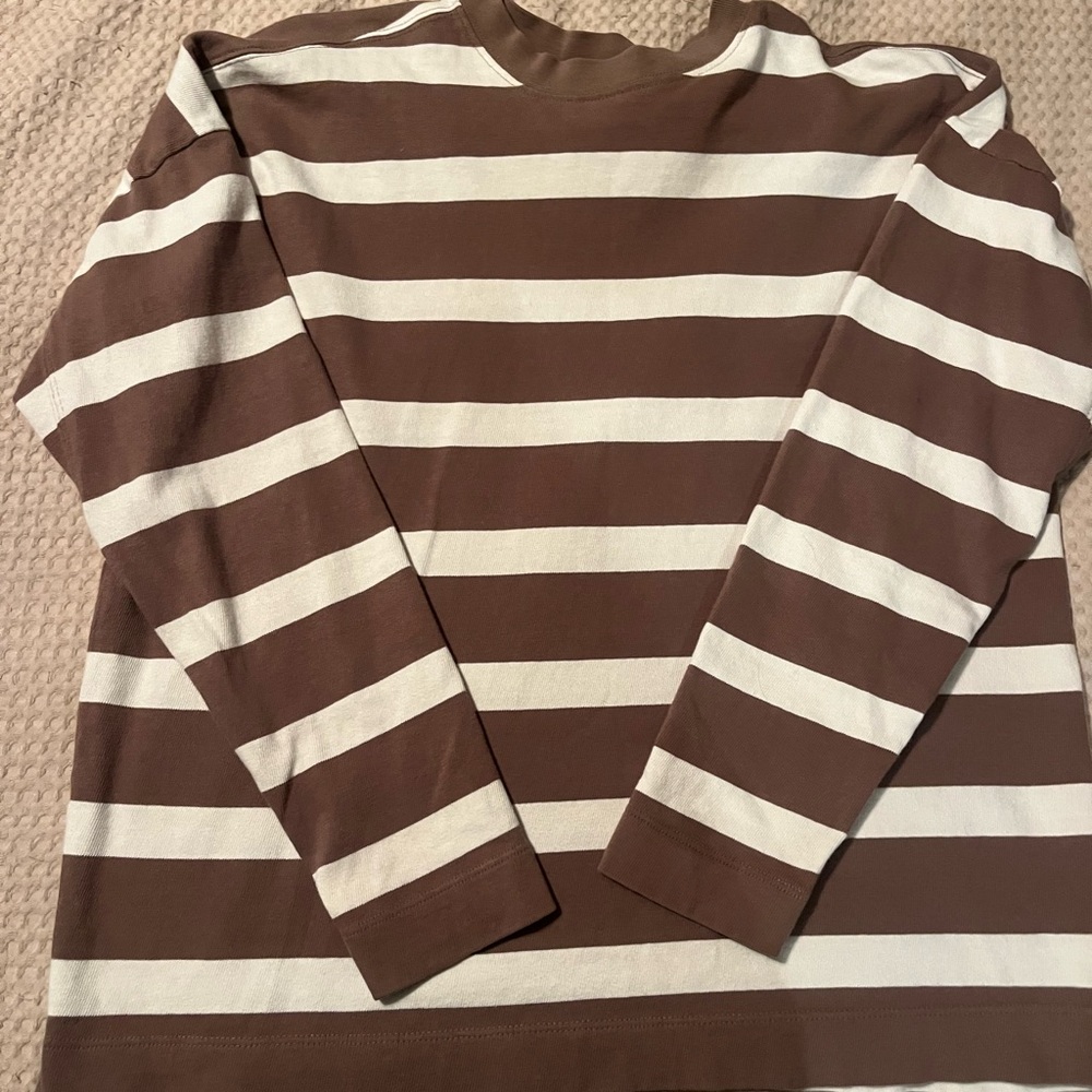 AYR womens Chocolate and Cream Striped shirt